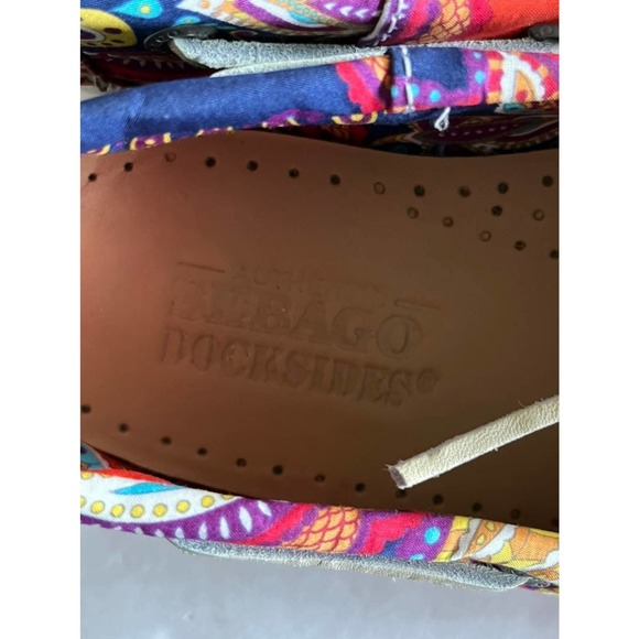 SEBAGO DOCKSIDES Women's Sz 10 Persia Print Colorful Boat Shoes Loafers in EUC - Picture 3 of 8
